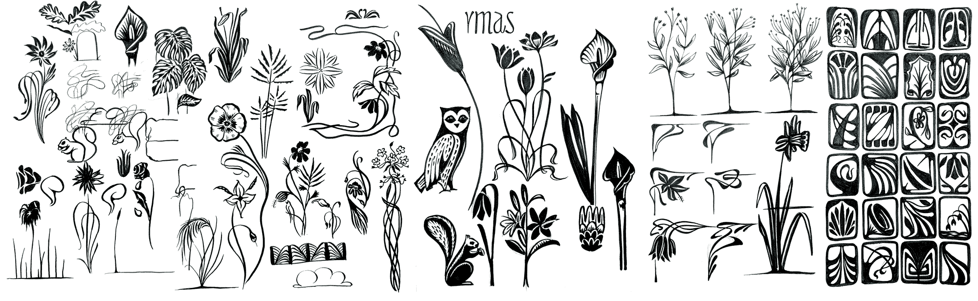 Regrets ornament sketches